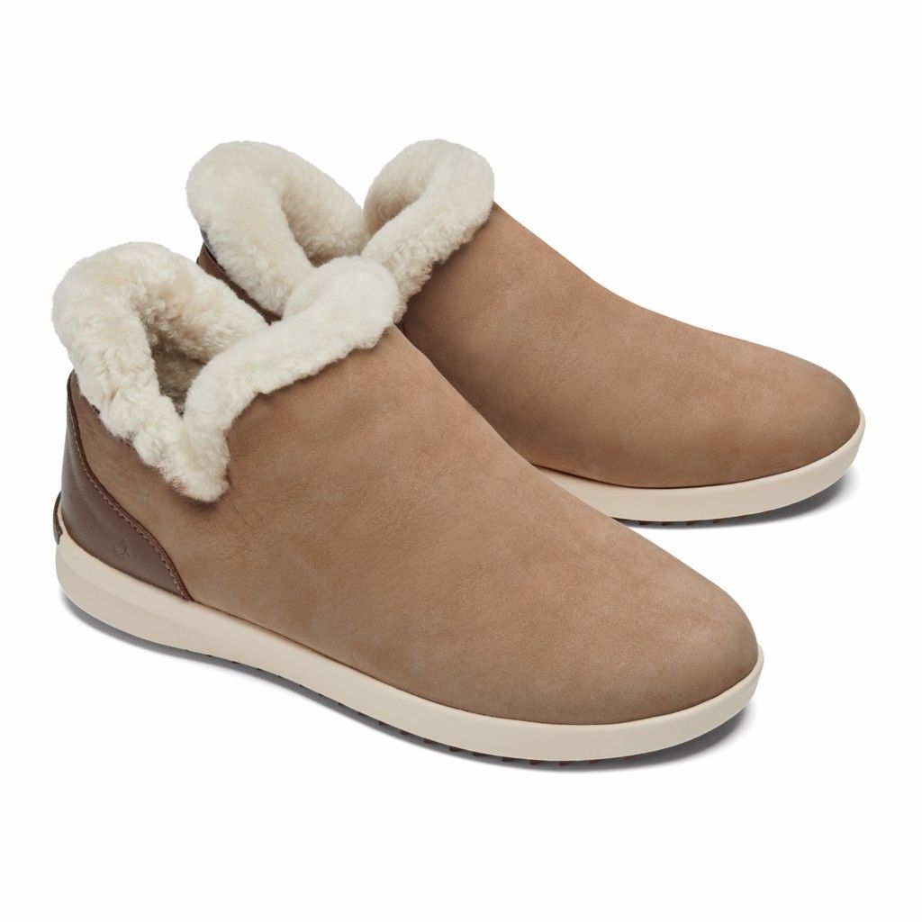 Olukai Women's Malua Hulu Booties - Tan / Tapa US521-649